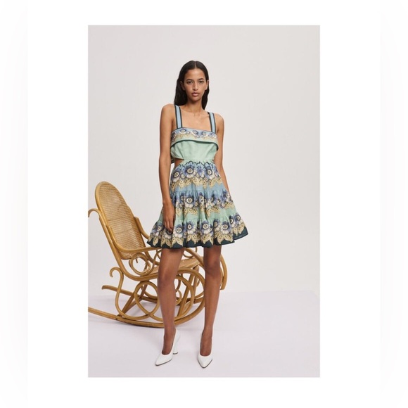 Alemais Madalena Cut Out Linen Mini Dress, Size 2